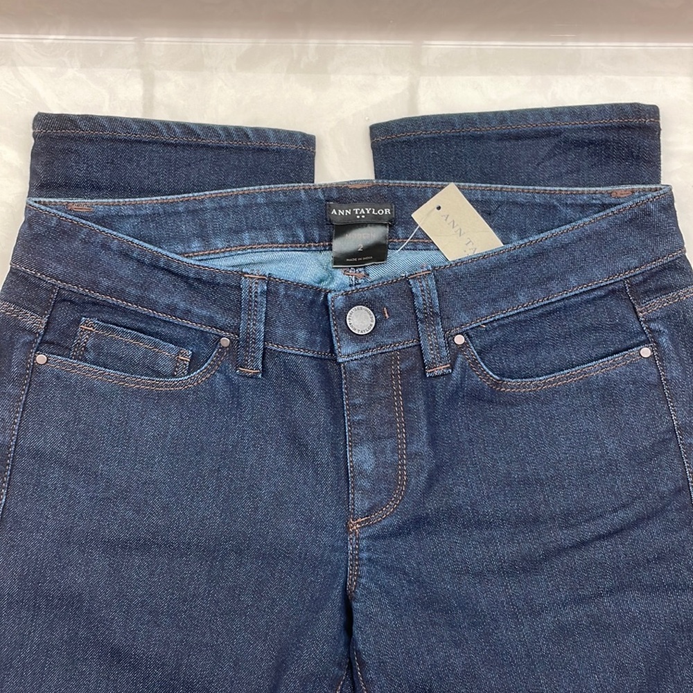 NWT Ann Taylor Mod Straight Mid Rise Dark Wash Jeans Sz 2